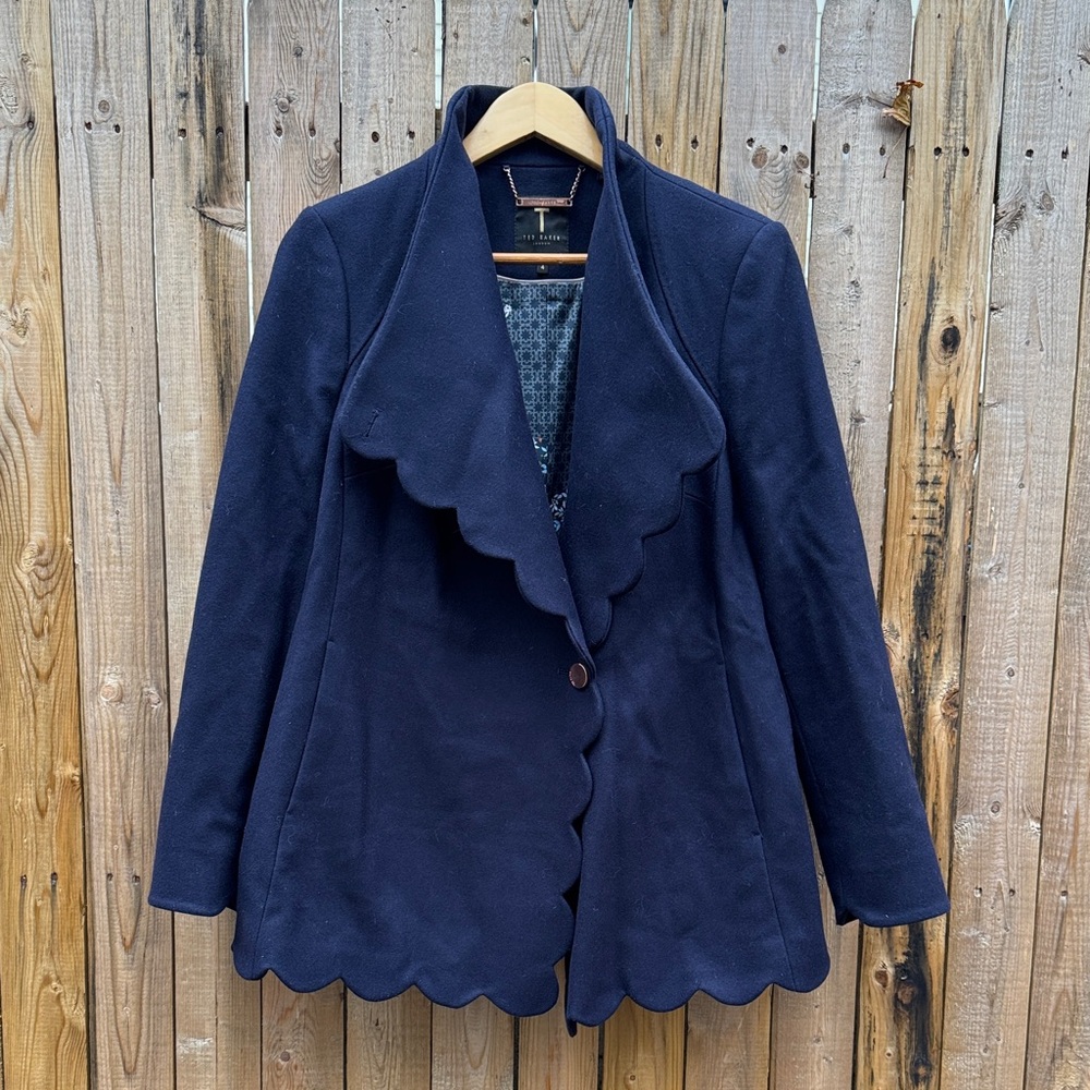 Ted Baker Dark Blue Scalloped Blazer